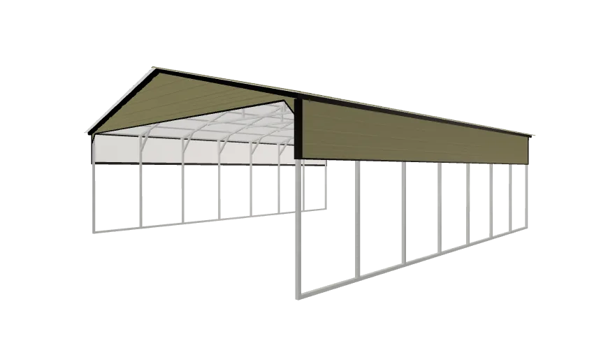 Wide multi-bay steel carport